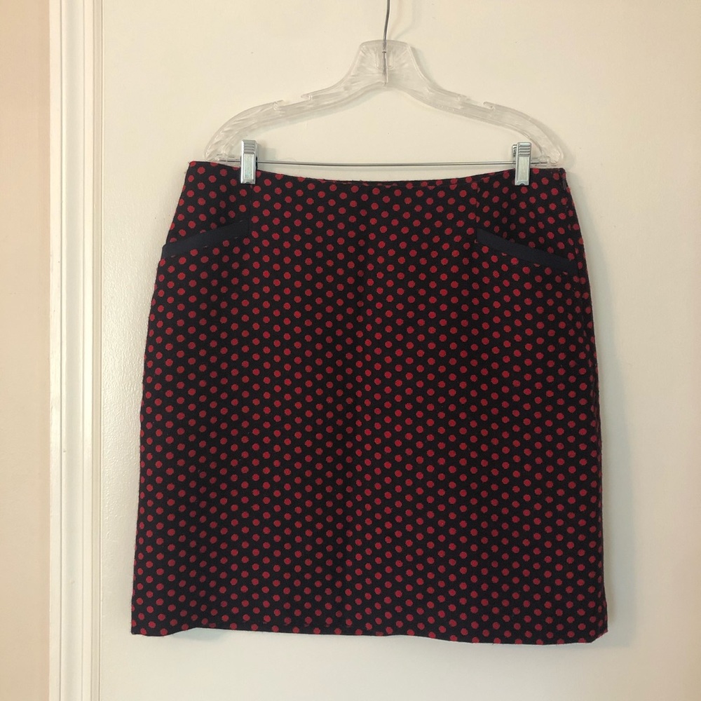 Talbots Red/Navy Polka Dot Wool Skirt 14